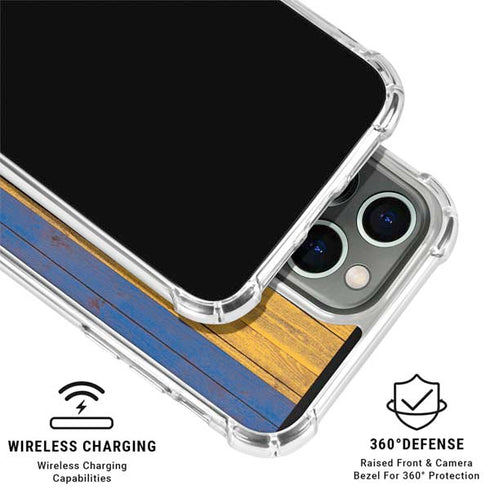 Barbados Flag Dark Wood iPhone 16 Pro Clear Case